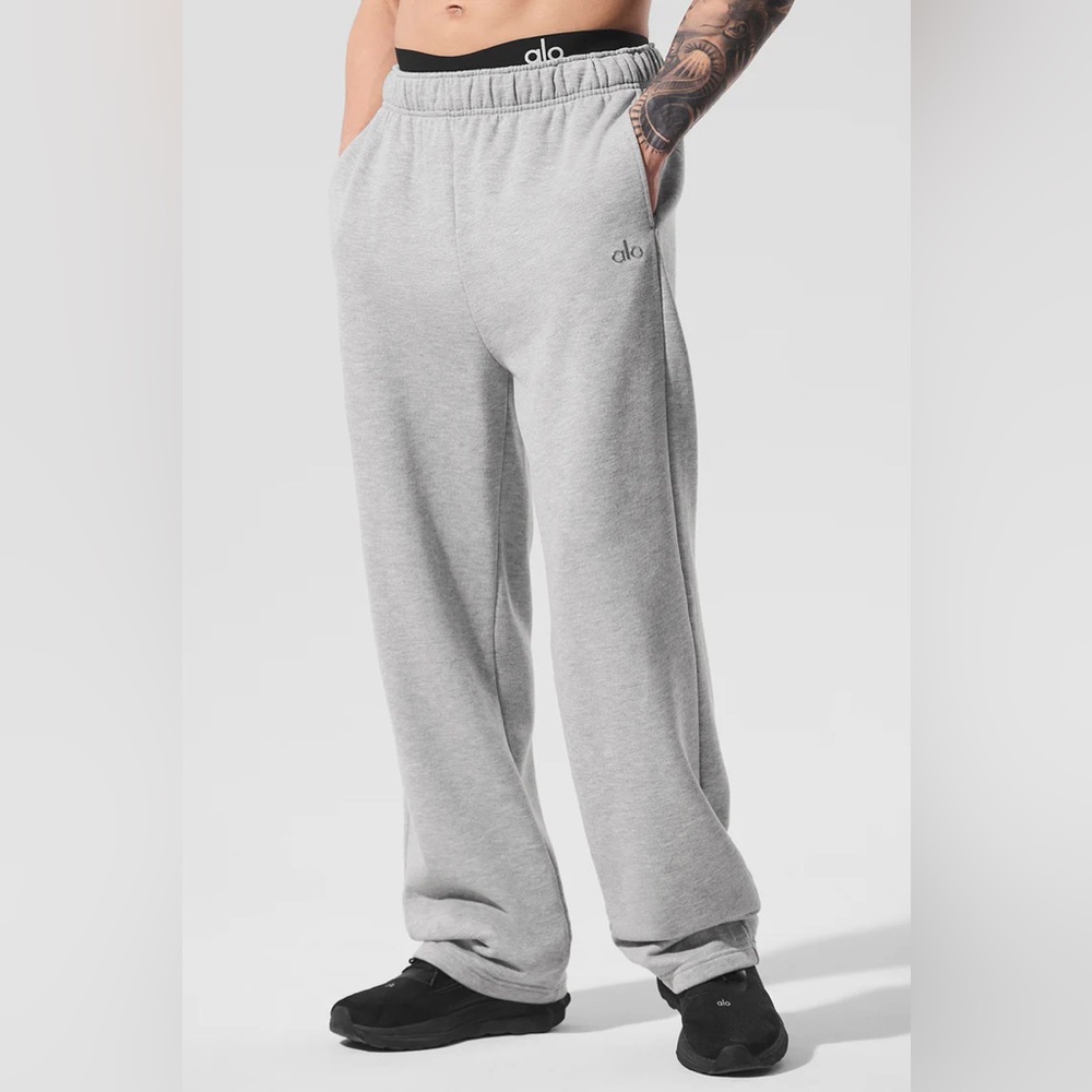 ALO Yoga Light Grey Men's Joggers with Minimal Logo